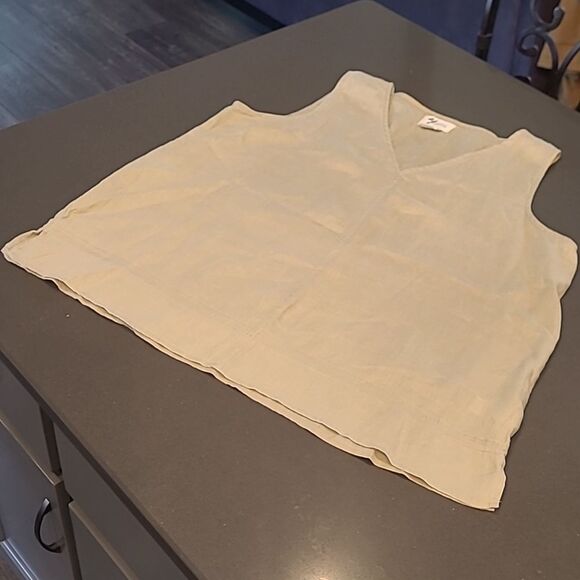 AJ Andrea Javine sz XL 100% linen tunic top, light moss green - Picture 5 of 9